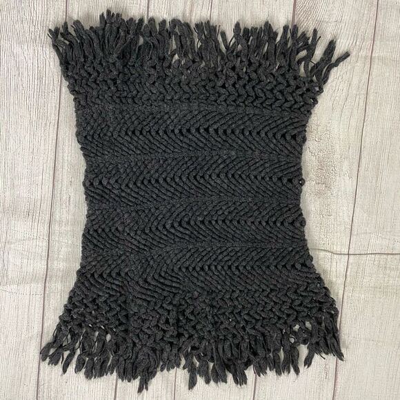 Infinity scarf with fringe knit chevron pattern pullover grey - Picture 2 of 6